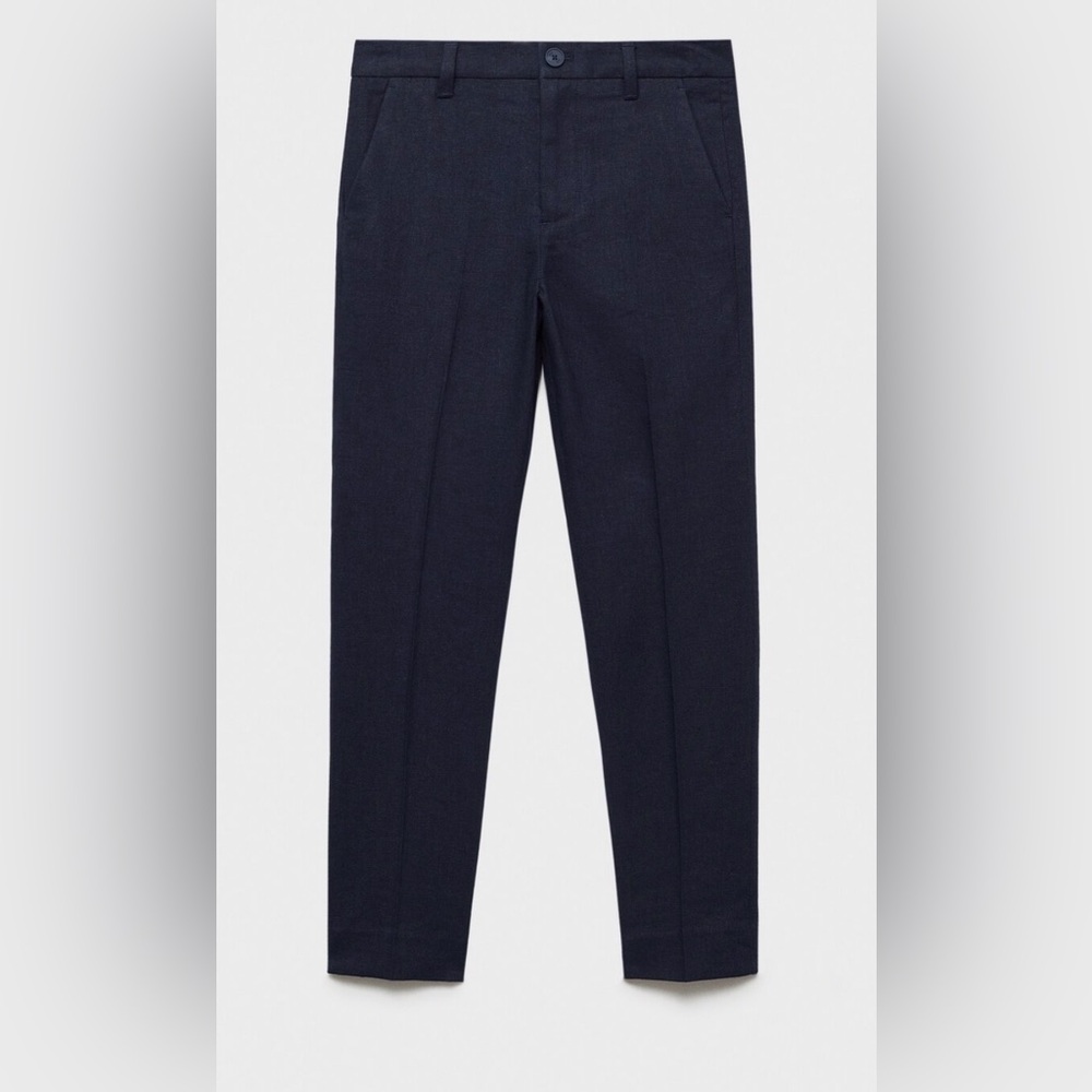 Mango Navy Blue Kids Formal Trousers